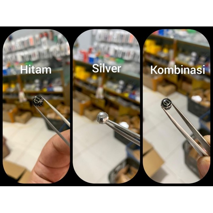 KNOP CROWN STEM AS JAM TANGAN LOGO T4G HEUER SIZE 6 HITAM SILVER COMBI