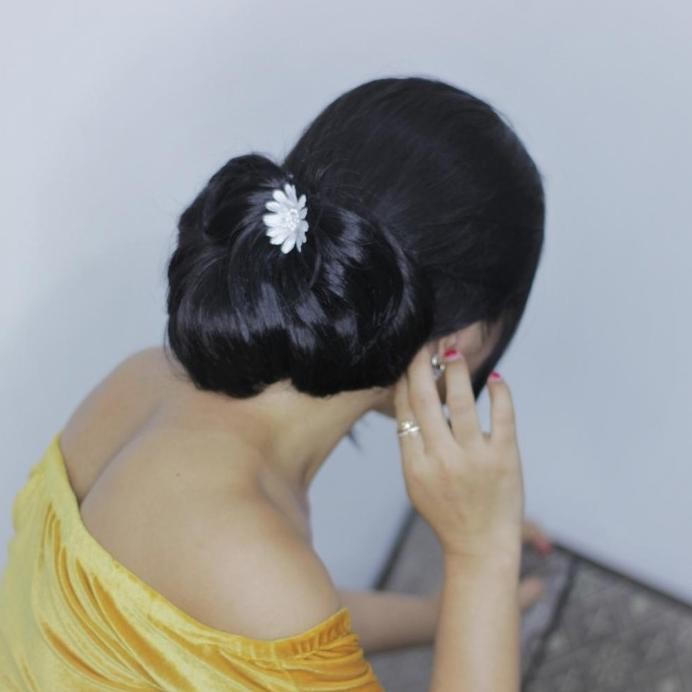 SANGGUL MODERN SAKURA MASA KINI ALA BUNGA PUTIH TERBARU CEPOL RAMBUT