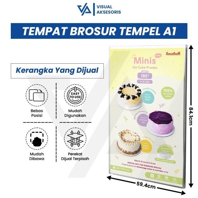 

BEBAS ONGKIR - Tempat Brosur Akrilik Tempel / Sign Holder Acrylic / Akrilik Poster Tempel A1