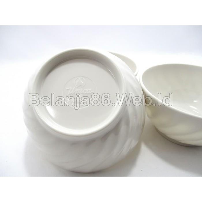 3 Pcs Mangkok Melamin Unika - Unica M9060 Putih