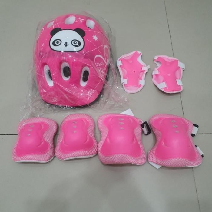 Decker Lutut / Deker Tangan / Helm Anak Decker Sepatu Roda Panda Full
