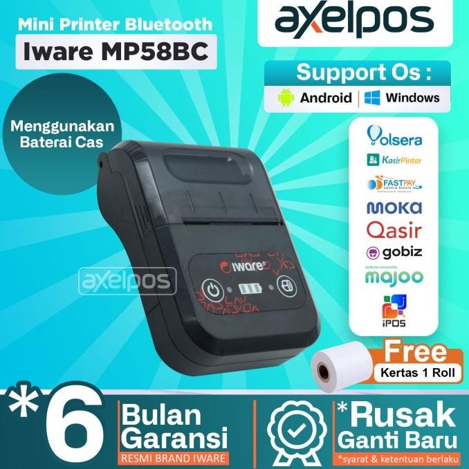 Printer Bluetooth Mini Thermal Kasir 58mm Iware MP58BC