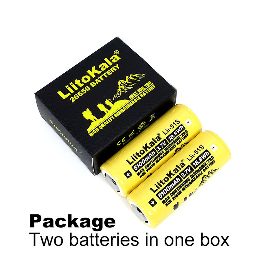 Mitsuyama_ Liitokala Original 5100Mah 3.7V Lithium Li-Ion 26650 Baterai Isi Ulang Li-Ion (Flat Top)