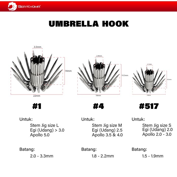 TERBARU Searyoma Umbrella Hook #1 - Mata Pancing Cumi Garong