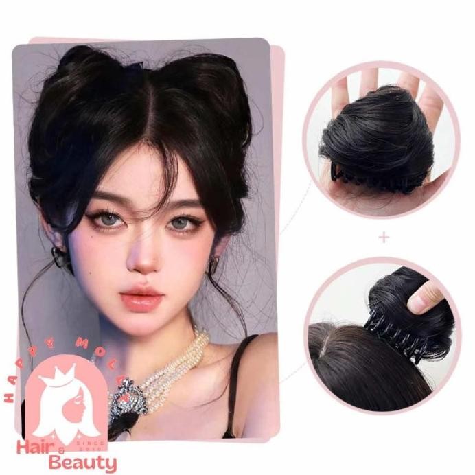 1PCS FUN BUN [ HITAM ] WIG CEPOL - JEPITAN KONDE RAMBUT WANITA KOREA -