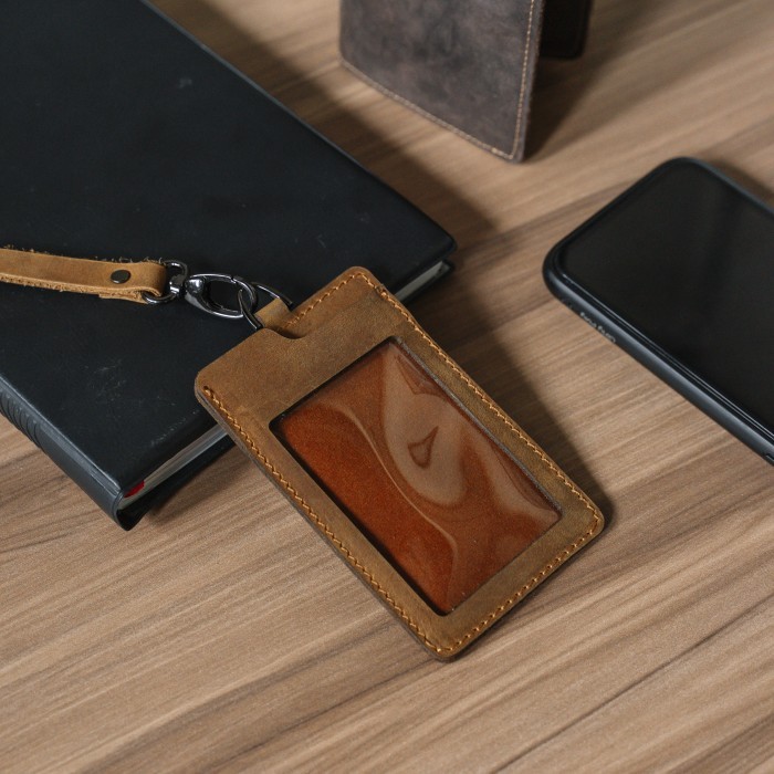 

Sale Lanyard Kulit Magnet Id Card Holder Name Tag Kulit Asli
