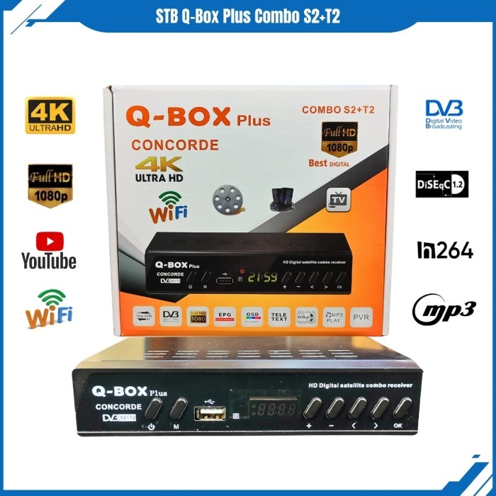 TERBARU Q-BOX SET TOP BOX DIGITAL COMBO DVB S2 + T2 SUPER HD BISA PARABOLA