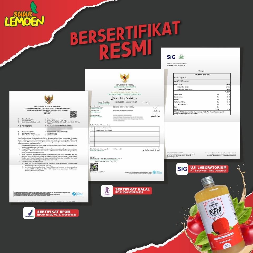 

Suur Lemoen Cuka Apel 5 Liter - Cider Vinegar Curah | Cuka Apel Organik With The Mother