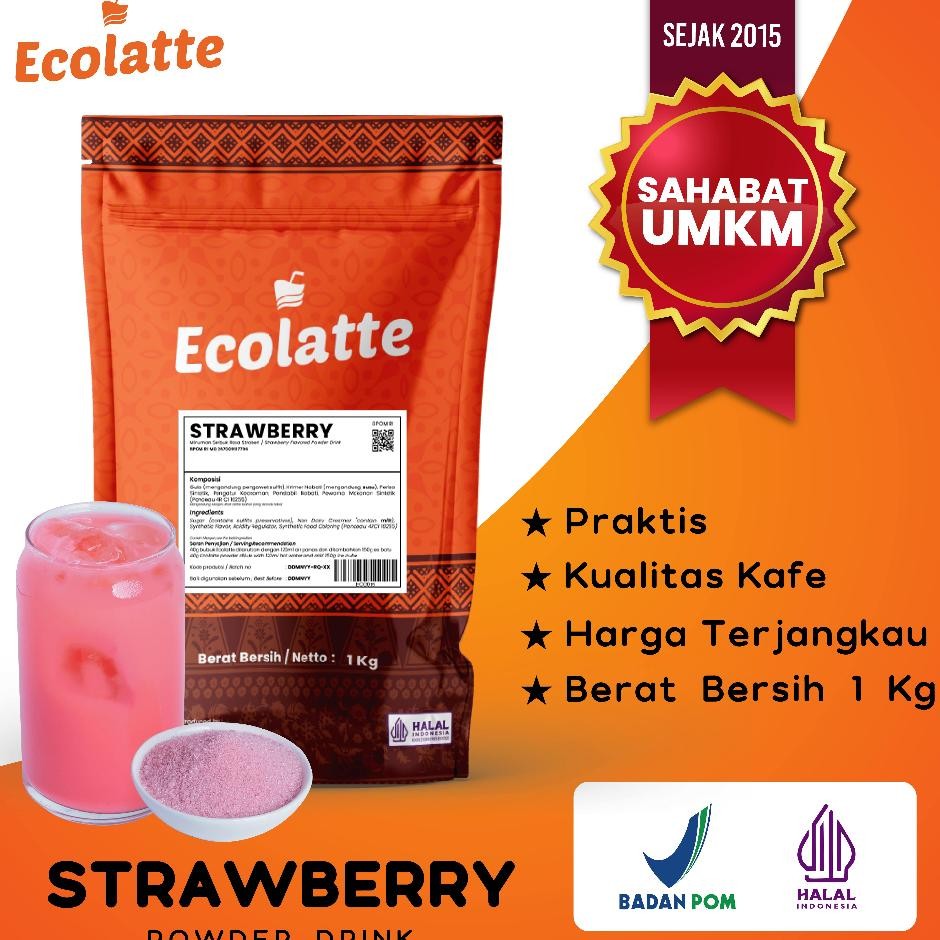 

Ecolatte Strawberry Bubuk Numan 1 Kg Powder Drink Enak Rasa Stroberi