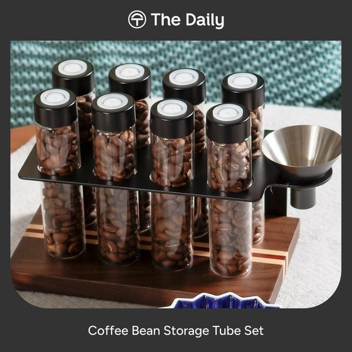 

Coffee Storage Tube Set - Tabung Kaca Display Penyimpanan Biji Kopi