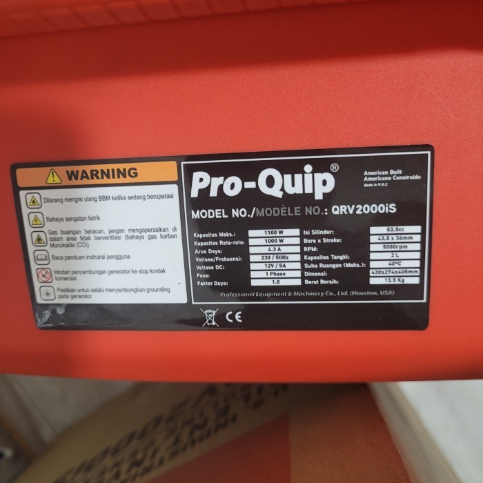 Bagus Genset Inverter Silent Pro-Quip Qrv 2000Is 1000Watt Termurah