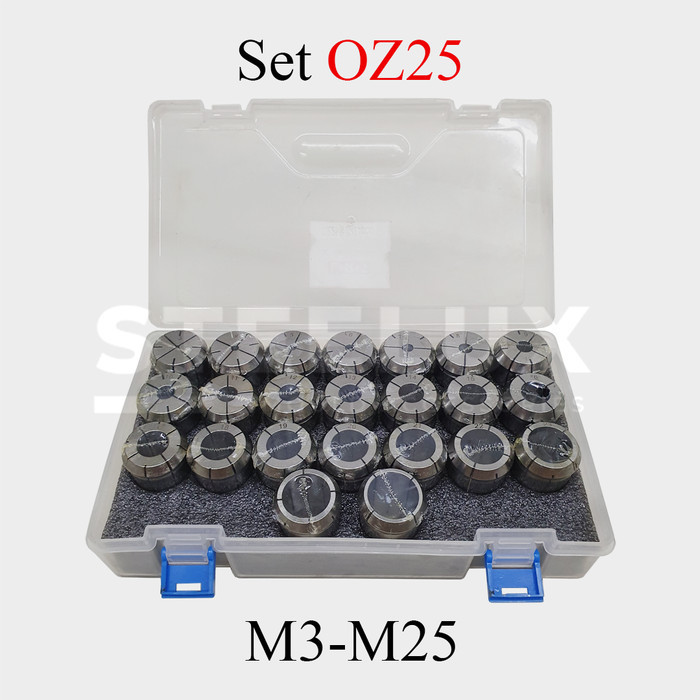 Set Collet OZ25 M3-M25 mm 23pcs Chuck Spring Penjepit Bor As OZ 25 3mm 4mm 5mm 6mm 7mm 8mm 9mm 10mm 