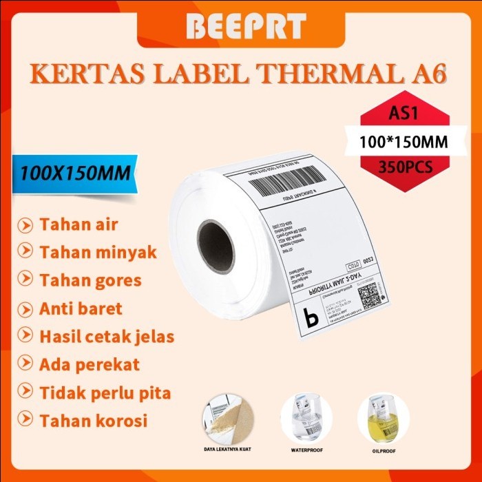 

BEEPRT Kertas Thermal Label Barcode 100 x 150 mm ukuran A6 isi 500pcs