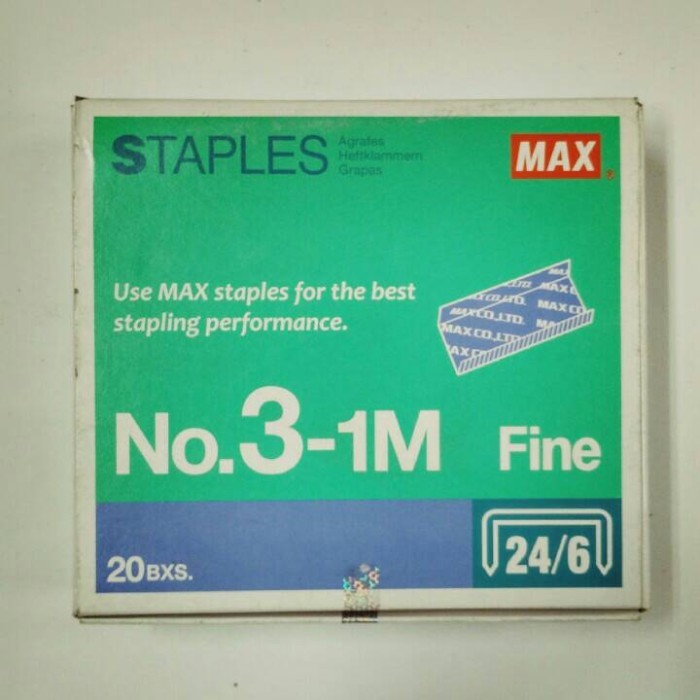 

Max JAPAN Isi Staples / Hekter / Stapler no. 3-1M Fine - 24/6 (Dus)