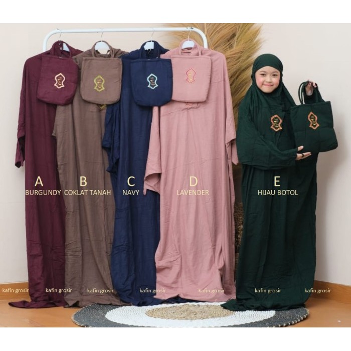 TERLARIS Mukena Anak Remaja Terompah Terusan Bali Polos Hadramaut Rayon 03 - A / BURGUNDY, JUMBO