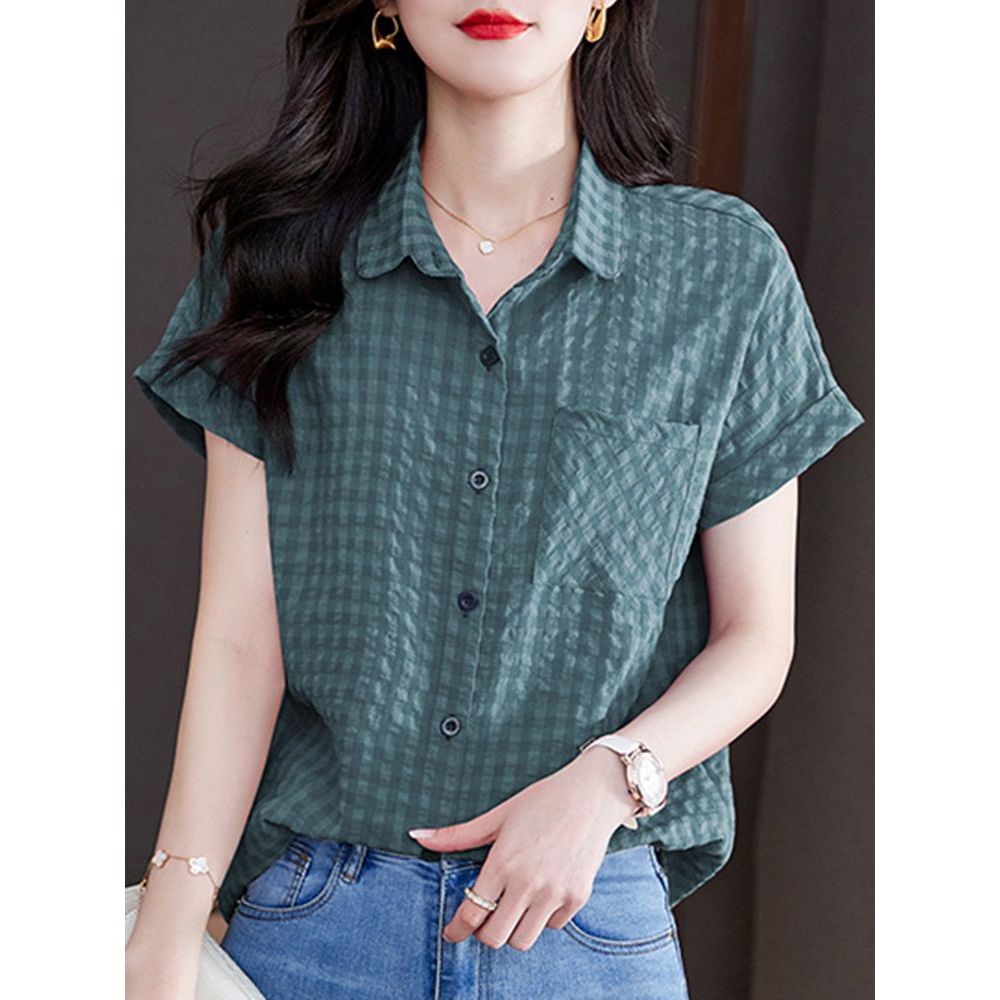 Kemeja Wanita Plus Size Kemeja Lengan Pendek