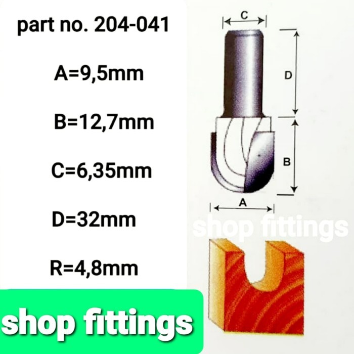 Mata Router Profil Bulat 10mm Ujung Kepala Round Nose Bit ben204041