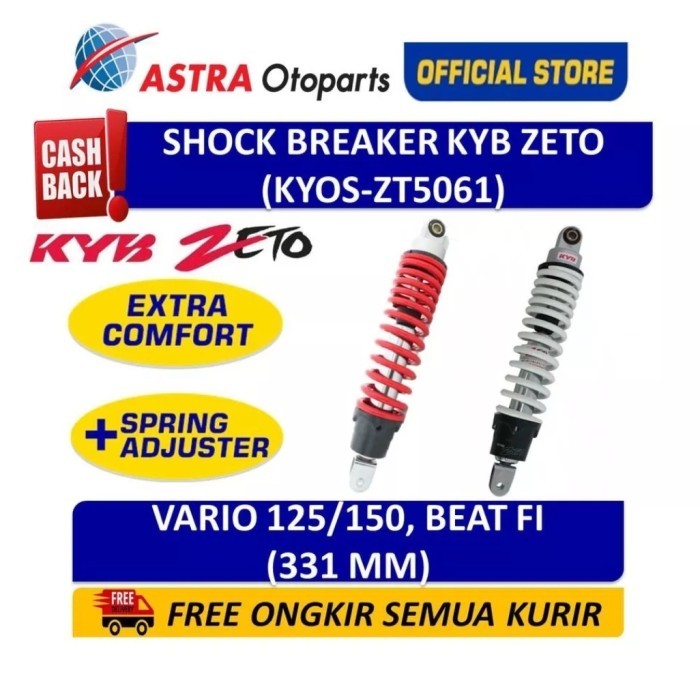 SHOCK KYB ZETO KAYABA ZETO ZT 5061 VARIO 125 150 X RIDE BEAT FI ORI