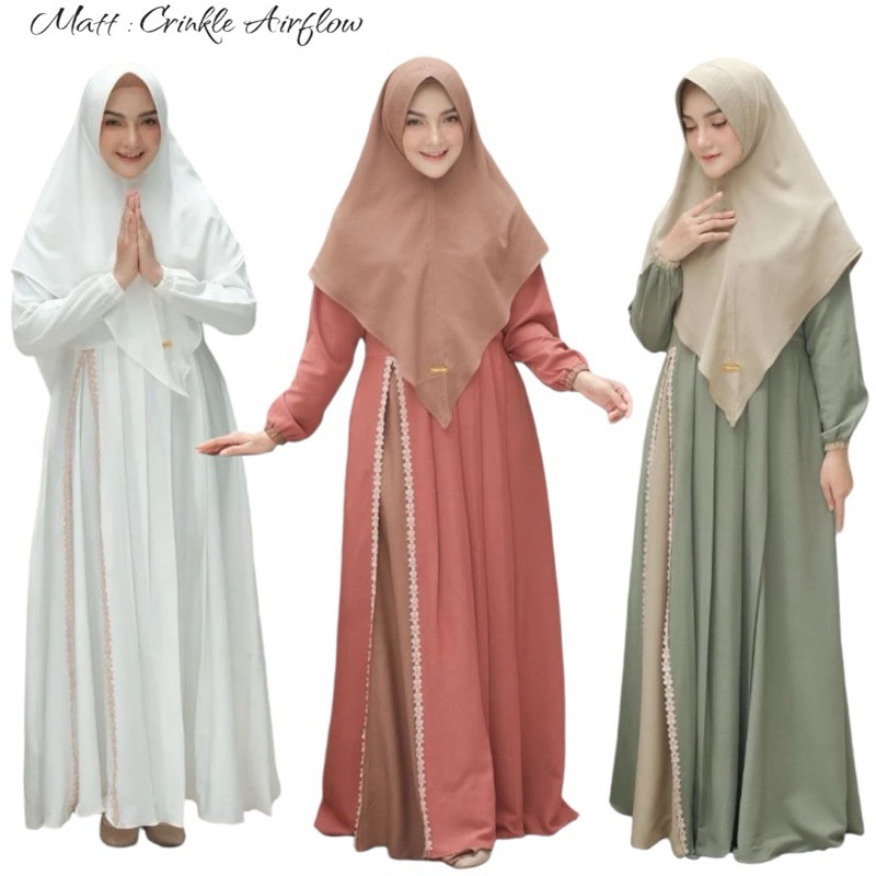 Setelan Gamis Plus Hijab Terbaru 2025 Games Khimar Setlan Gamus Kekinian Set Gamis Lebaran Baju Musl