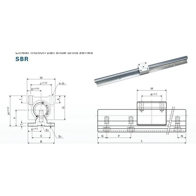 Sbr12 Linear Guide Rail: 2Pcs Sbr12 - 200Mm Linear Guide + 4Pcs