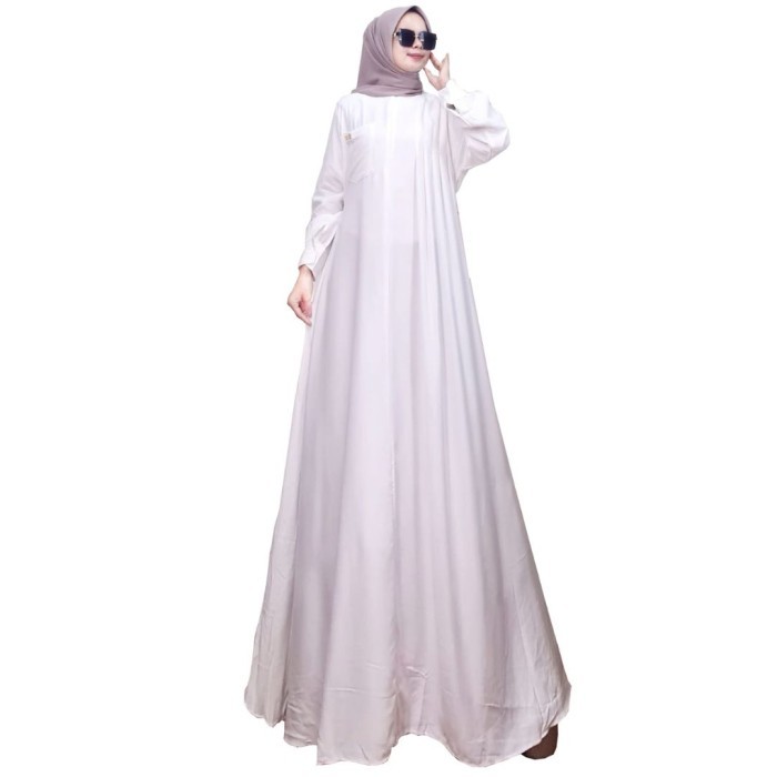 New Gamis Putih Wanita Polos Katun Rayon Twill Adem