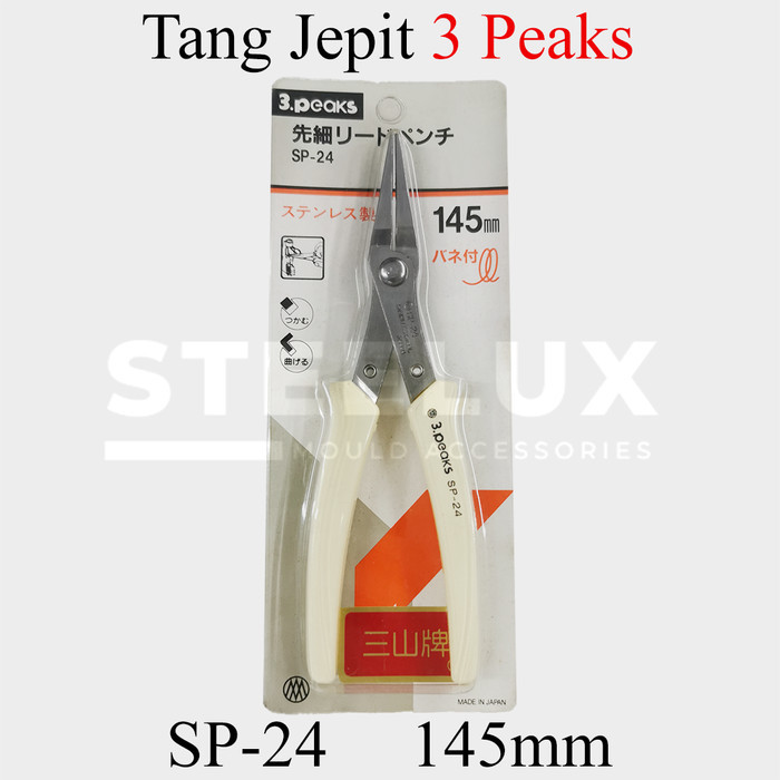 Tang Jepit 3 Peaks SP-24 145mm Japan Jepang Micro Long Nose Plier Stainless Three Peaks Lancip Flat 