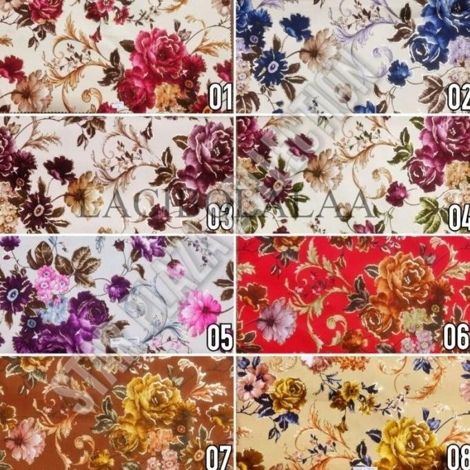 TERSEDIA KAIN BLUDRU BELUDRU VELVET ADMIRAL MOTIF BUNGA KEMBANG - MANALI (SOFA, KURSI, JOK, SARUNG B