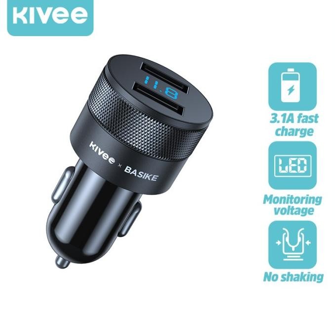 CAR CHARGER KIVEE CHARGER MOBIL 3.1A QUICK CHARGE 2 USB 15W LED