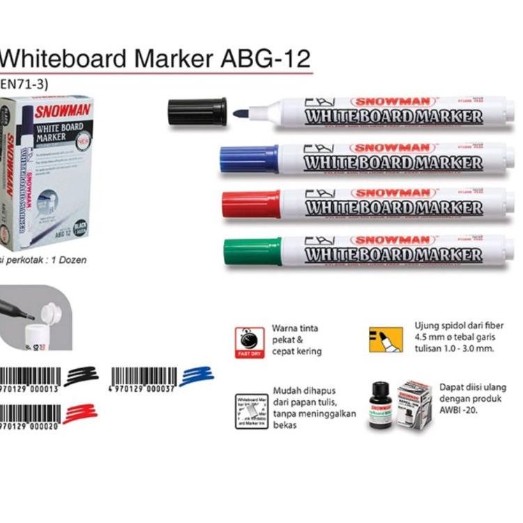 

Spidol Snowman Whiteboard Abg-12 ( 1Pak/12Pcs )