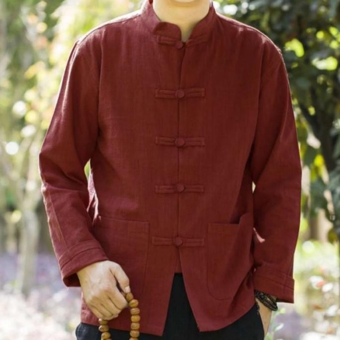 BAJU KOKO CINA KUNGFU IPMAN PRIA DEWASA POLOS KEKINIAN LENGAN PANJANG GWM