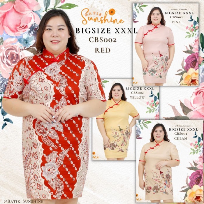 Lellay - Cheongsam Sangjit Dress Batik Wanita Size Xxxl/Jumbo/Big Size Cbs002(2