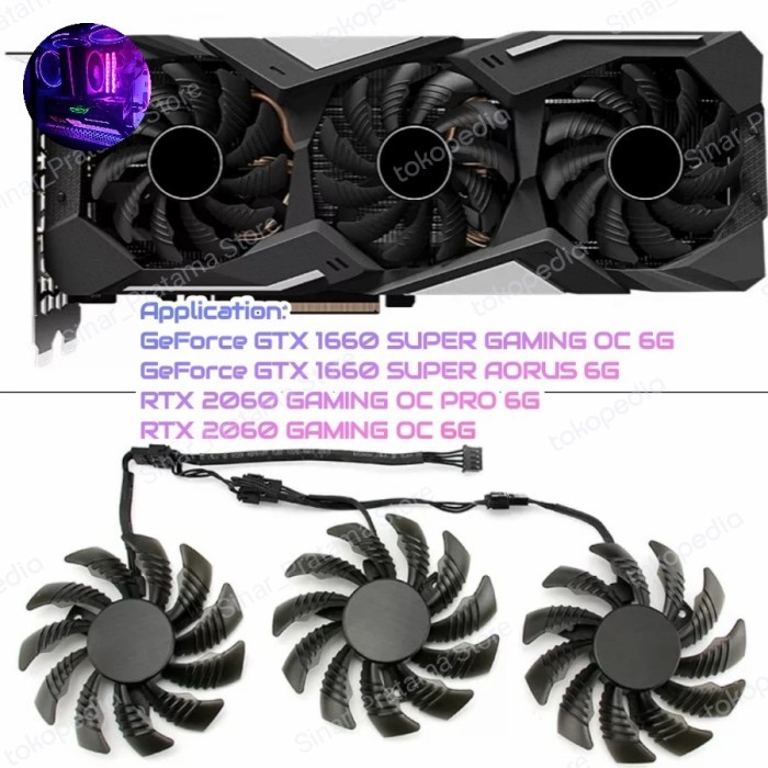 Fan Vga Gigabyte AORUS Gtx 1060 1070 1660 Super Rtx 2060 75mm 4pin Good Quality
