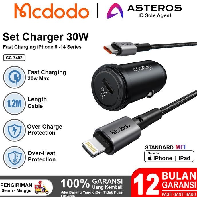 MCDODO Car Charger Mobil iPhone 8 X Xr Xs 11 12 13 14 PD FAST Charging