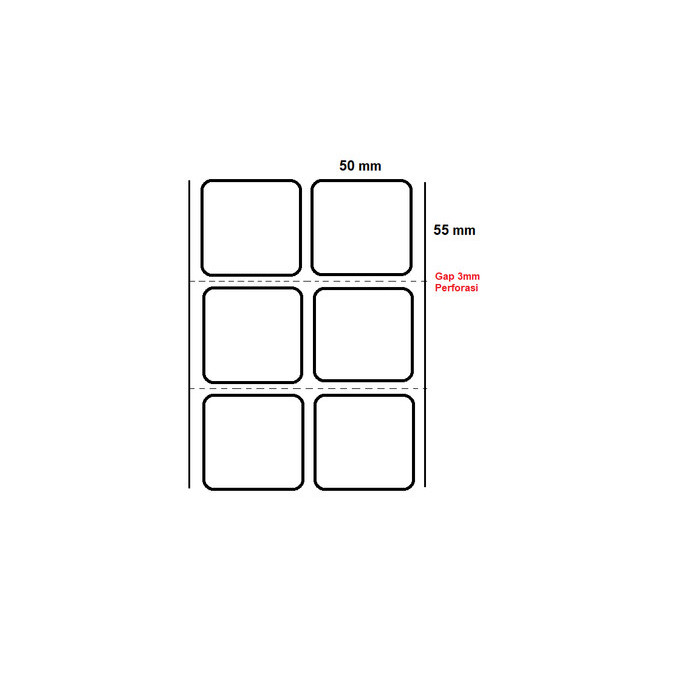 

Yupo 50x55mm 2 Line 2000pcs Gap 3mm PFRS, Core 1 inchi