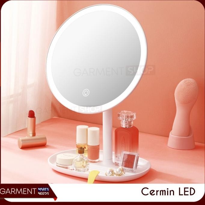 Cermin Make Up Kaca Rias Lampu LED Bulat Bundar Standing Mirror 2012