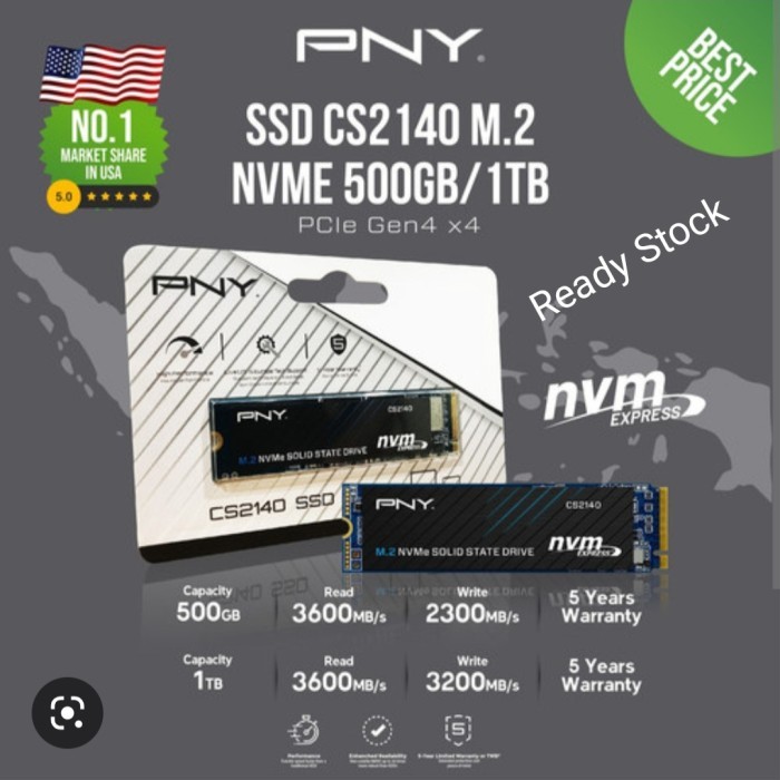 PNY NVMe CS2140 Gen 4.0 SSD 1TB