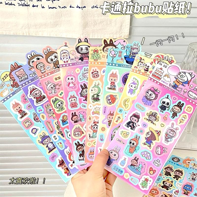 

V2_Stiker Gliter Hologram besar Motif labubu Karakter Lucu sticker murah 1 lembar