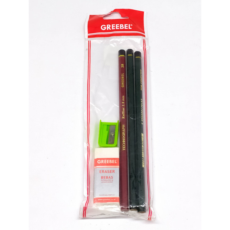 

Greebel Pensil 2B + Penghapus + Rautan (Stationery 5 In 1)