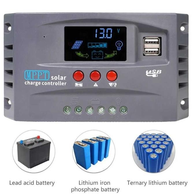 Solar Charge Controller PWM MPPT SCC Automatic 12V/24V 20A 30A 40A 60A [terbaik]