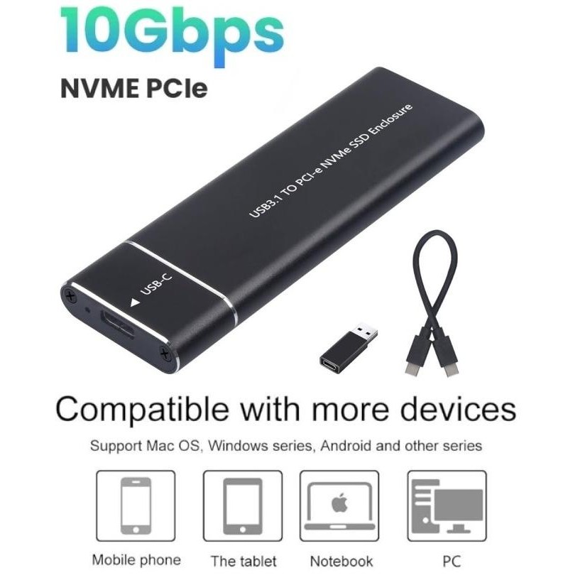 TERLARIS - Case M.2 NVME SATA  -  Enclosure NGFF M.2 SATA NVMe External Case