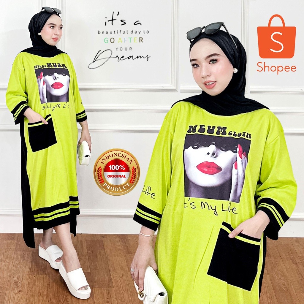 NEUM MUSLIM - NeumTunik Bahan Kaos / Long Tunik / BAJU TUNIK DEWASA MURAH TERBARU 2022 / GAMIS