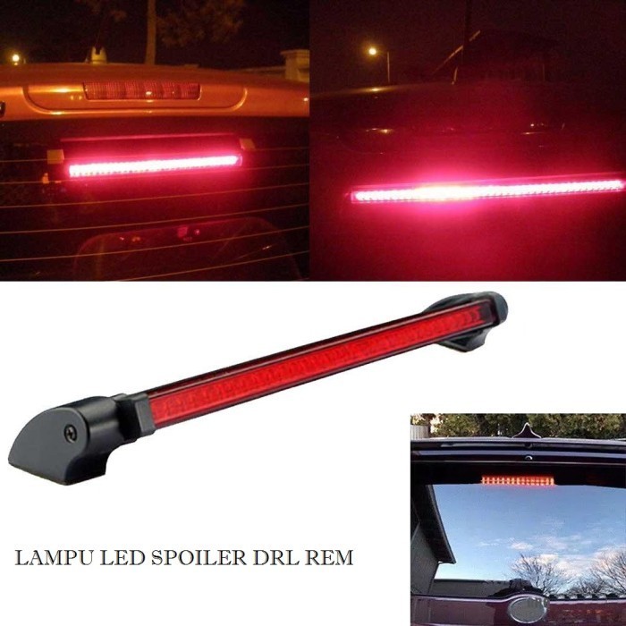 LAMPU LED SPOILER REM STOP BELAKANG MERAH 12V TEMPEL KACA MOBIL 32LED