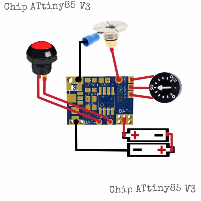READY Chip PWM ATtiny silent + proteksi baterai terbalik