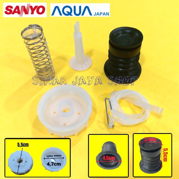 KARET SEAL + TUTUP PEMBUANGAN MESIN CUCI SANYO AQUA 2 TABUNG SET