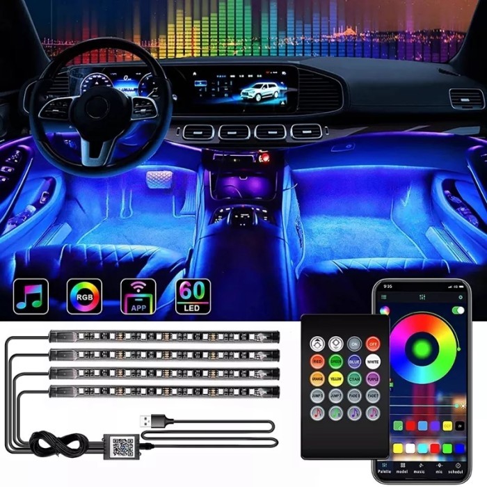 LAMPU LED VARIASI MOBIL MOTOR RGB REMOTE KONTROL-DASHBOARD INTERIOR