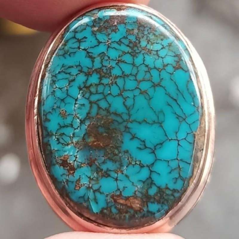 Cincin Akik Batu Natural Pirus Persia Iran Blue Biru Lawas Kuno Antik1