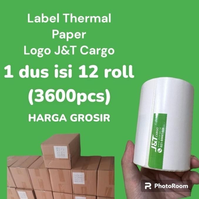 

TERLARIS - Kertas Thermal Label Barcode JNT Cargo 1 DUS isi 12 Roll 100x100mm