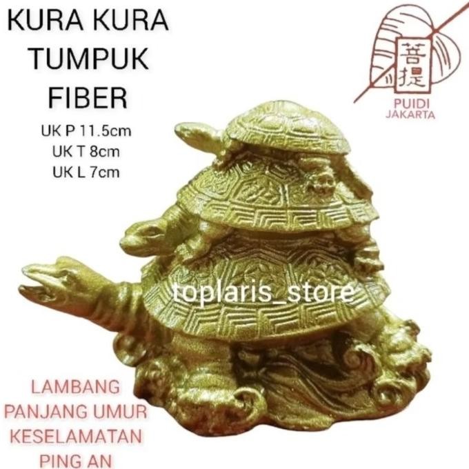 

Ready Patung Kura Kura Tumpuk Fengshui Fiber Emas