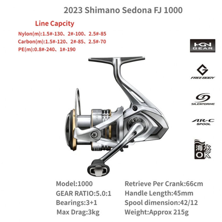 Reel Shimano SEDONA FI 1000 2000S 2500 2000HG Spinning Reel ORI