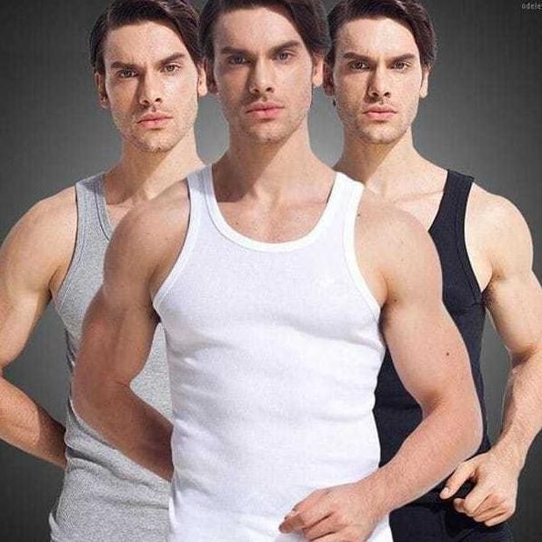 Singlet Pria 6 Pcs Kaos Dalam Cowok Polos Bahan Rib Tanktop Laki Laki